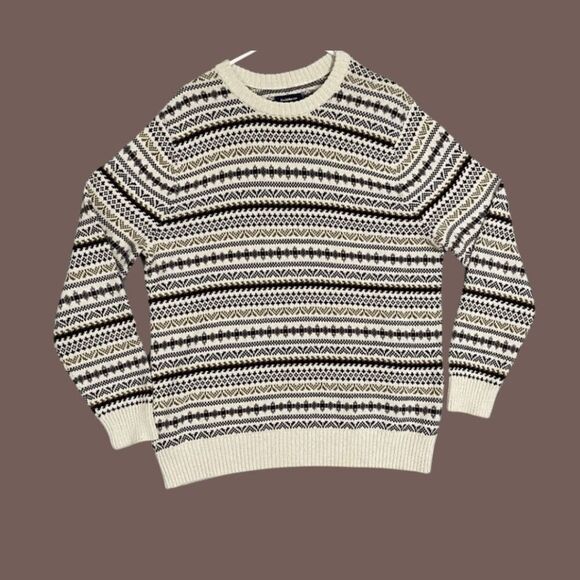 Vintage Men's Croft & Barrow 100% Cotton Fair Isle Knit Sweater | Size L - Picture 1 of 5